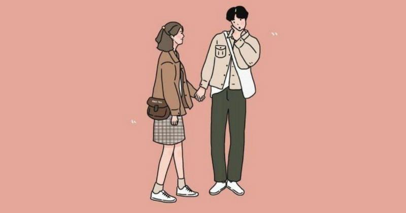 Hình ảnh một cặp đôi đang cùng nhau ngắm cảnh hoàng hôn lãng mạn trên cầu tình yêu, tay trong tay hạnh phúc